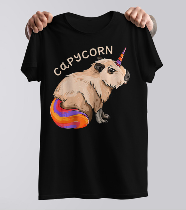 Capycorn Capybara Unicorn Cute Kawaii Rainbow Horn T-Shirt