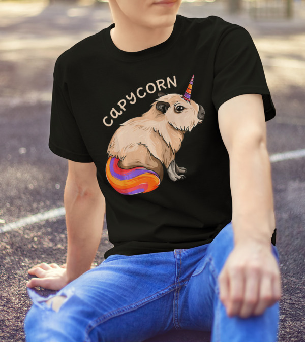 Capycorn Capybara Unicorn Cute Kawaii Rainbow Horn T-Shirt
