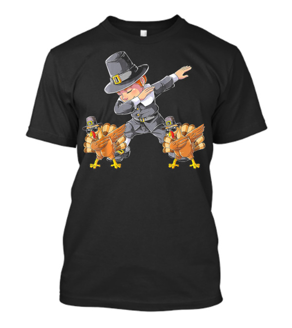 Dabbing Pilgrim And Turkeys Thanksgiving T-Shirt