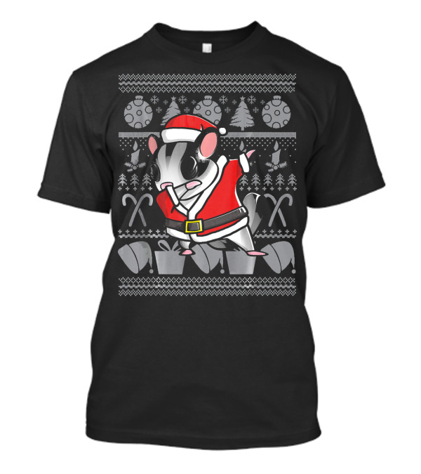 Dabbing Sugar Glider Christmas Dab Dance Funny Pet Santa T-Shirt