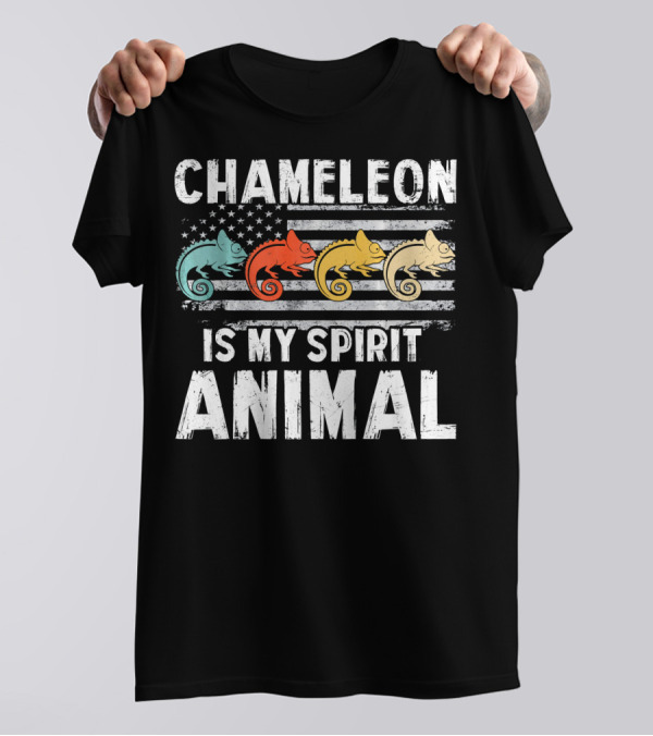 Chameleon Is My Spirit Animal American Flag T-Shirt