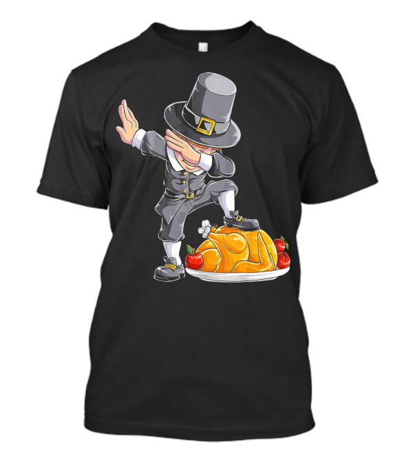 Pilgrim Boy Dabbing On Thanksgiving Turkey T-Shirt