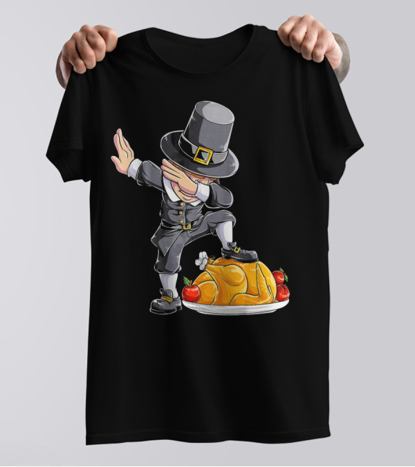 Pilgrim Boy Dabbing On Thanksgiving Turkey T-Shirt