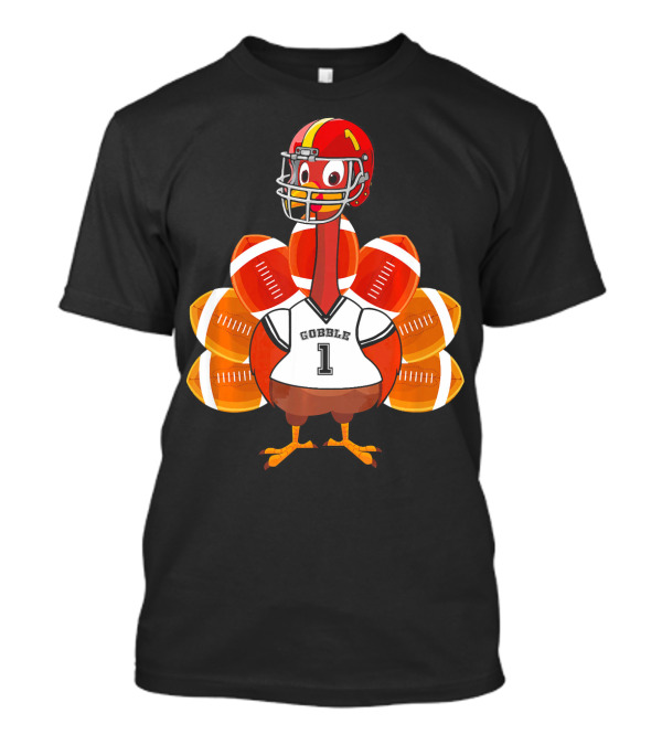 Gobble Thanksgiving Football Turkey With Helmet T-Shirt