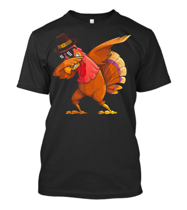 Thanksgiving Dabbing Turkey Pilgrim Hat Family Fun T-Shirt