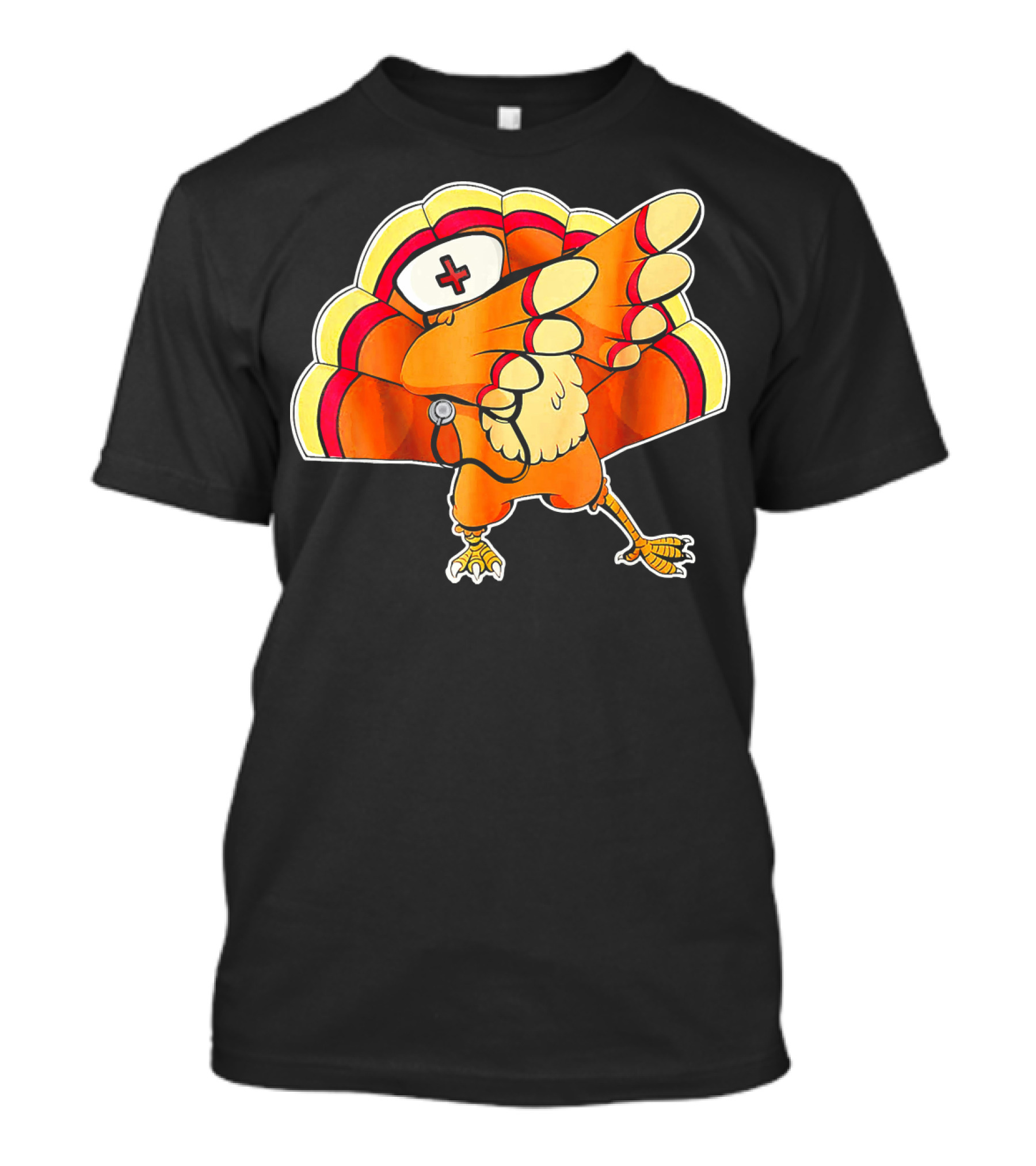 Dabbing Turkey Nurse With Nurse Hat And Stethoscope T-Shirt
