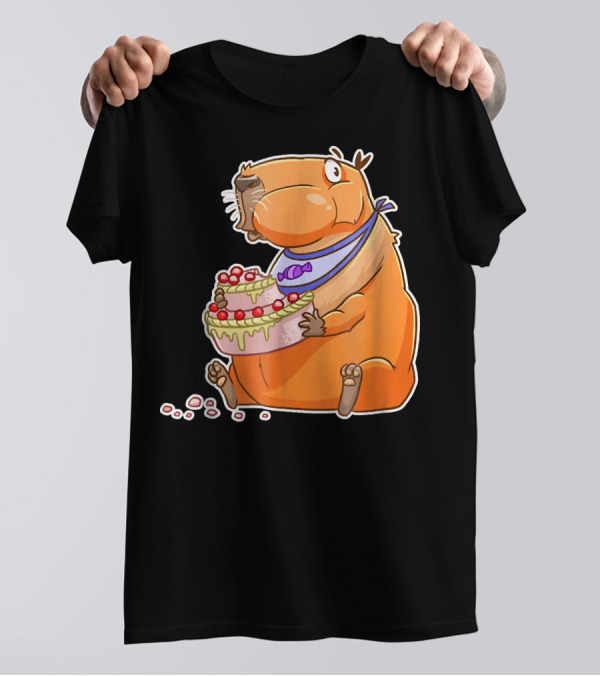 Capybara Birthday Cute Guinea Cake T-Shirt