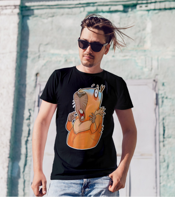 Capybara Scared Cute Guinea Style Cartoon Animal Reaction T-Shirt