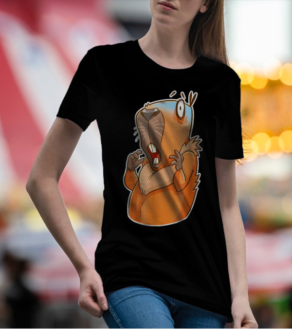 Capybara Scared Cute Guinea Style Cartoon Animal Reaction T-Shirt