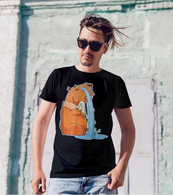 Capybara Crying Cute Guinea Puddle Of Tears T-Shirt