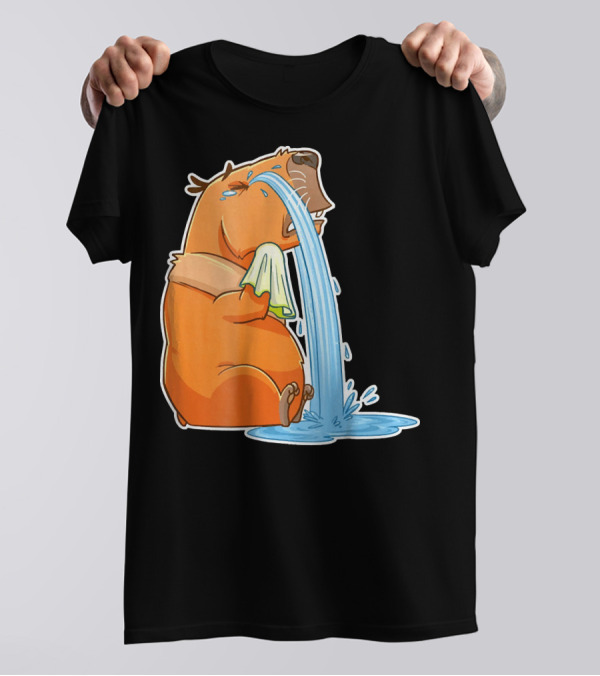 Capybara Crying Cute Guinea Puddle Of Tears T-Shirt