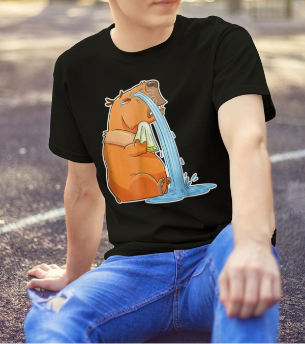 Capybara Crying Cute Guinea Puddle Of Tears T-Shirt