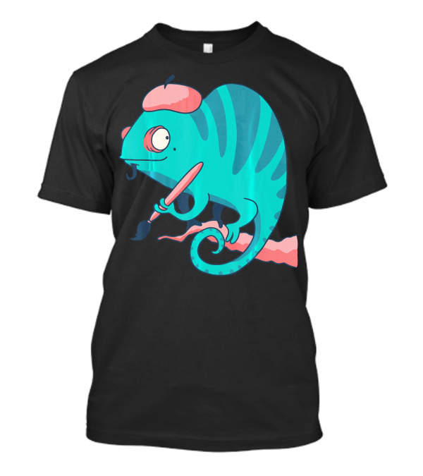 Chameleon Painter Funny Cartoon Art Brush Hat T-Shirt