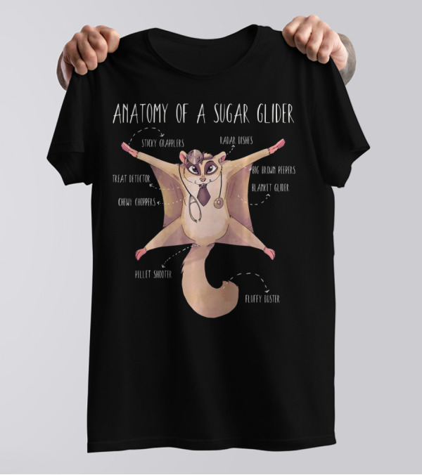 Anatomy Of A Sugar Glider Sticky Grapplers Radar Dishes Treat Detector Big Brown Peepers Chewy Choppers Blanket Glider Pellet Shooter Fluffy Buster T-Shirt