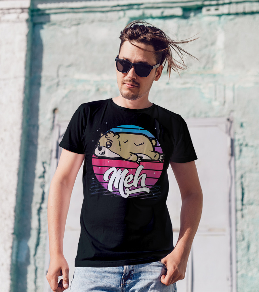 Meh Aesthetic Vaporwave Japanese Otaku Meme Bear T-Shirt