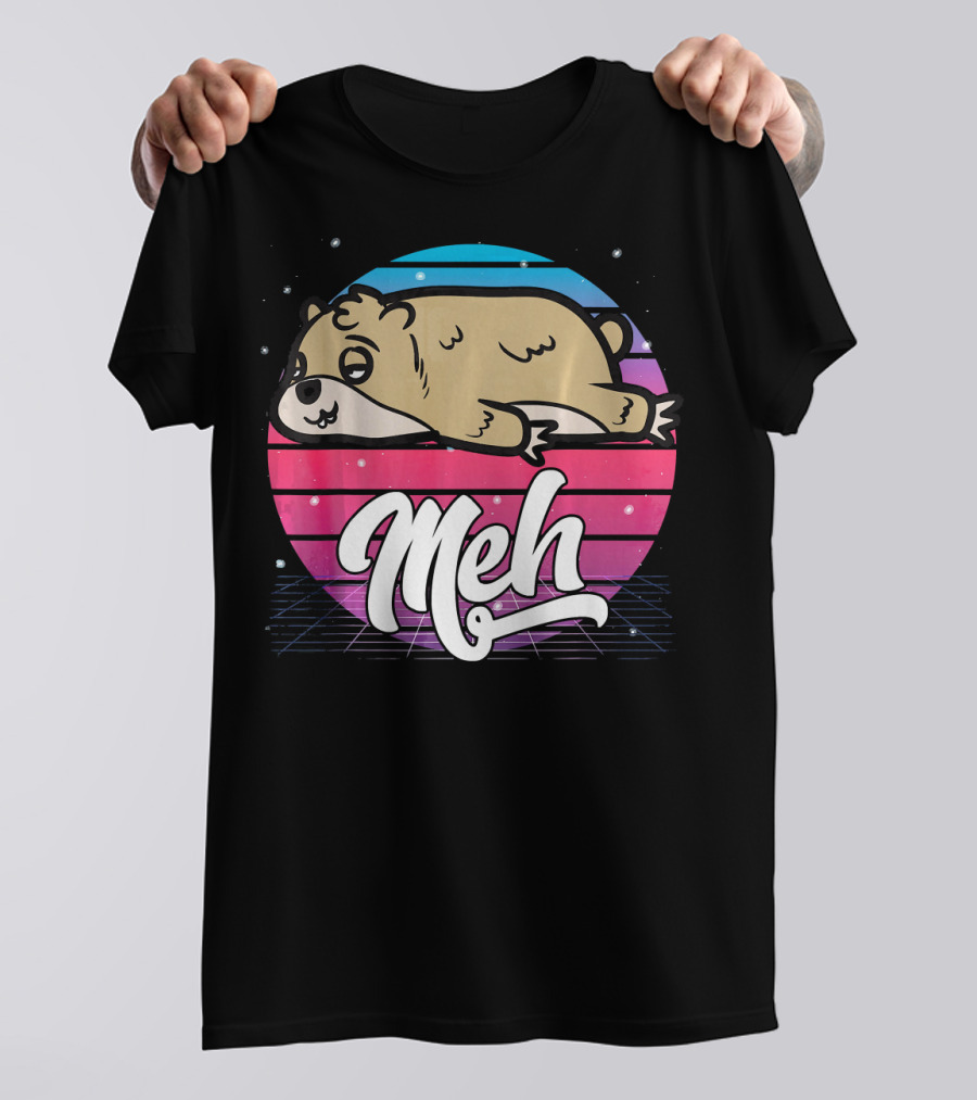 Meh Aesthetic Vaporwave Japanese Otaku Meme Bear T-Shirt