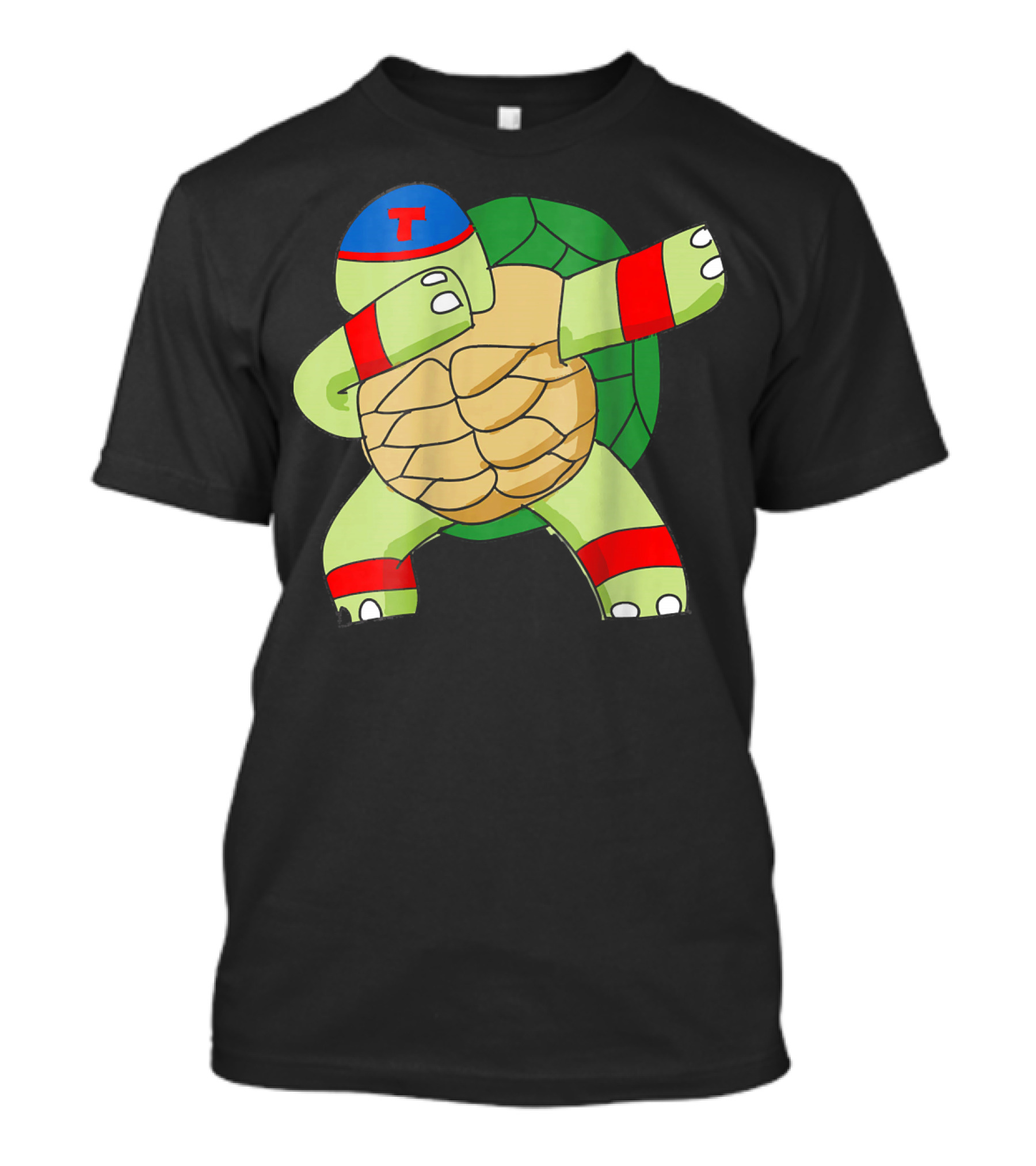 Dabbing Turtle Red Blue Cap Funny Animal T-Shirt