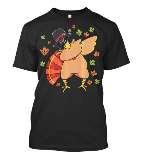 Cute Dabbing Turkey With Sunglasses And Autumn Leaves T-Shirt