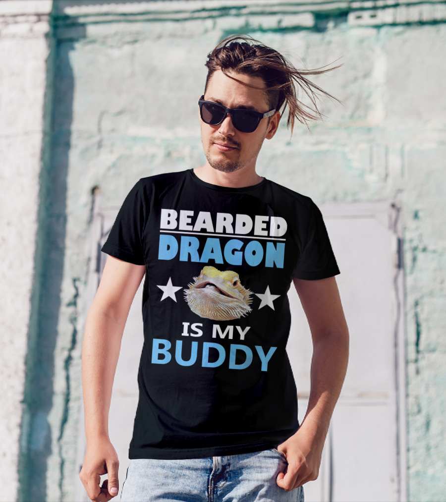 Bearded Dragon Is My Buddy Stars And Smiling Lizard T-Shirt