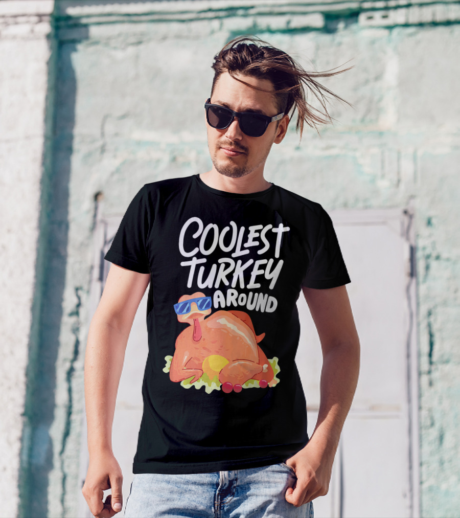 Coolest Turkey Around Sunglasses Style Holiday Fun T-Shirt