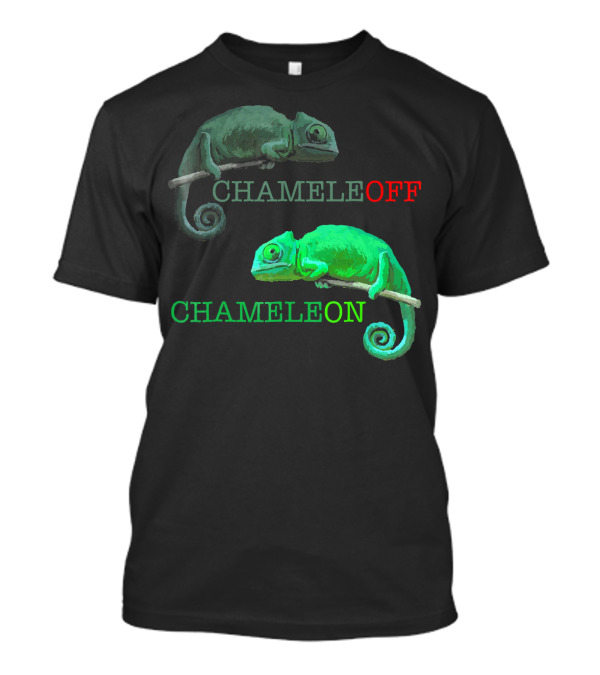 Chameleon Chameleoff Green And Grey Contrast Reptile Wordplay T-Shirt