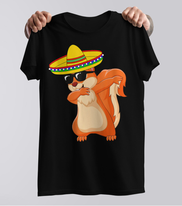 Dabbing Squirrel Sombrero Cinco De Mayo T-Shirt