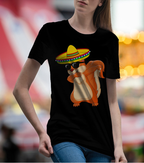 Dabbing Squirrel Sombrero Cinco De Mayo T-Shirt