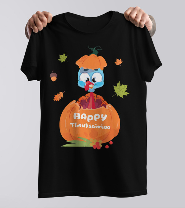 Happy Thanksgiving Cute Turkey In Pumpkin T-Shirt