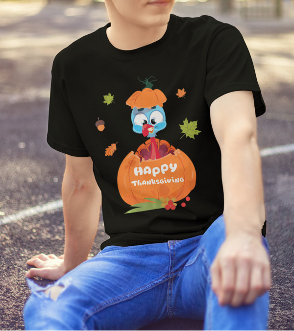 Happy Thanksgiving Cute Turkey In Pumpkin T-Shirt