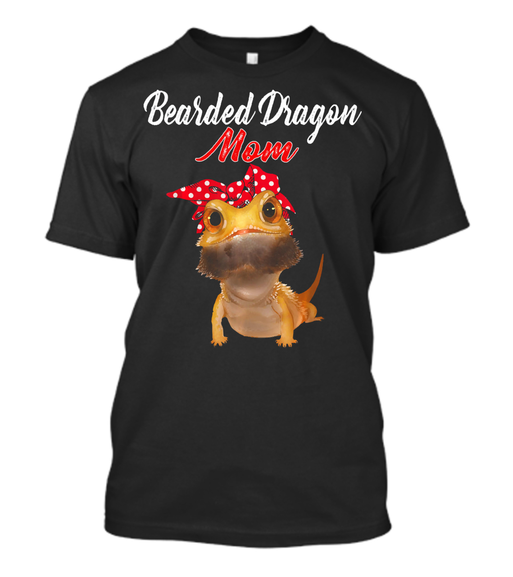 Bearded Dragon Mom With Red Polka Dot Bandana T-Shirt