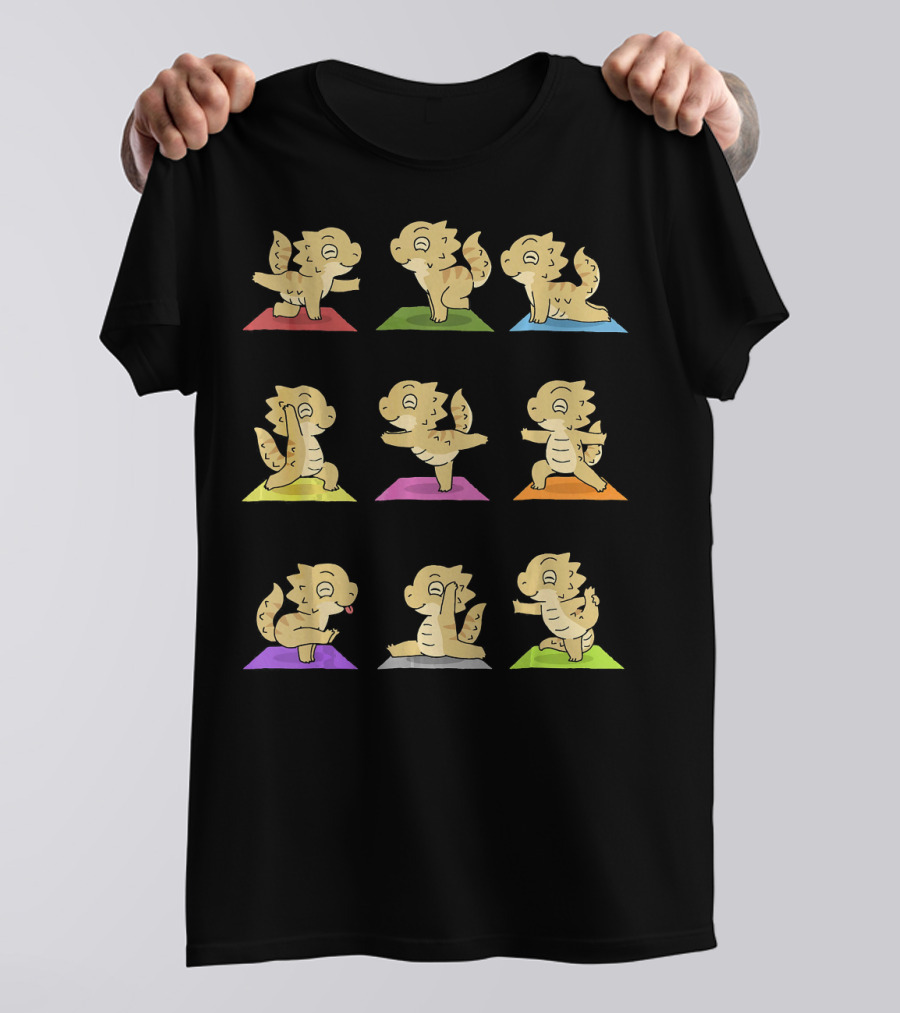 Bearded Dragon Yoga Poses On Colorful Mats T-Shirt