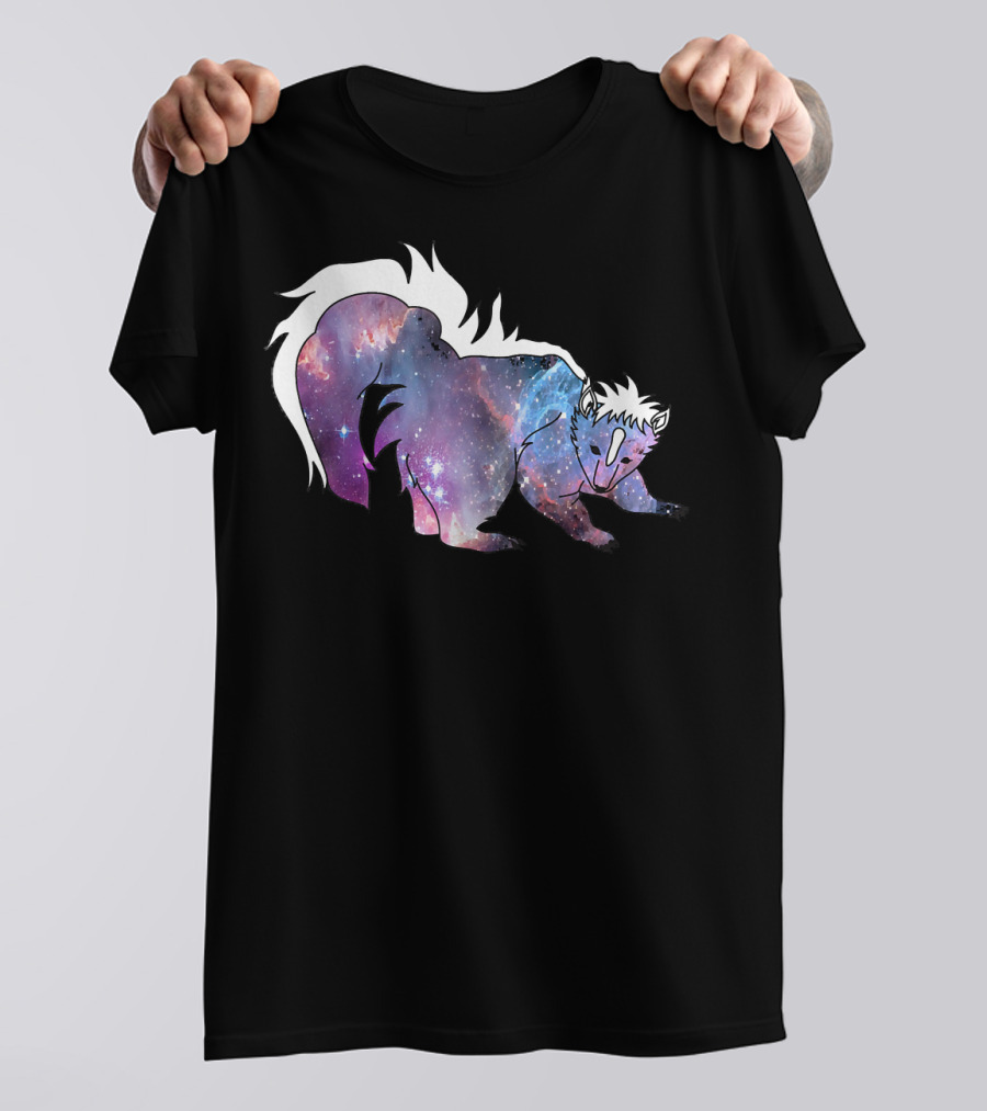 Cosmic Skunk Dinosaur Funny Anim Space Nebula T-Shirt