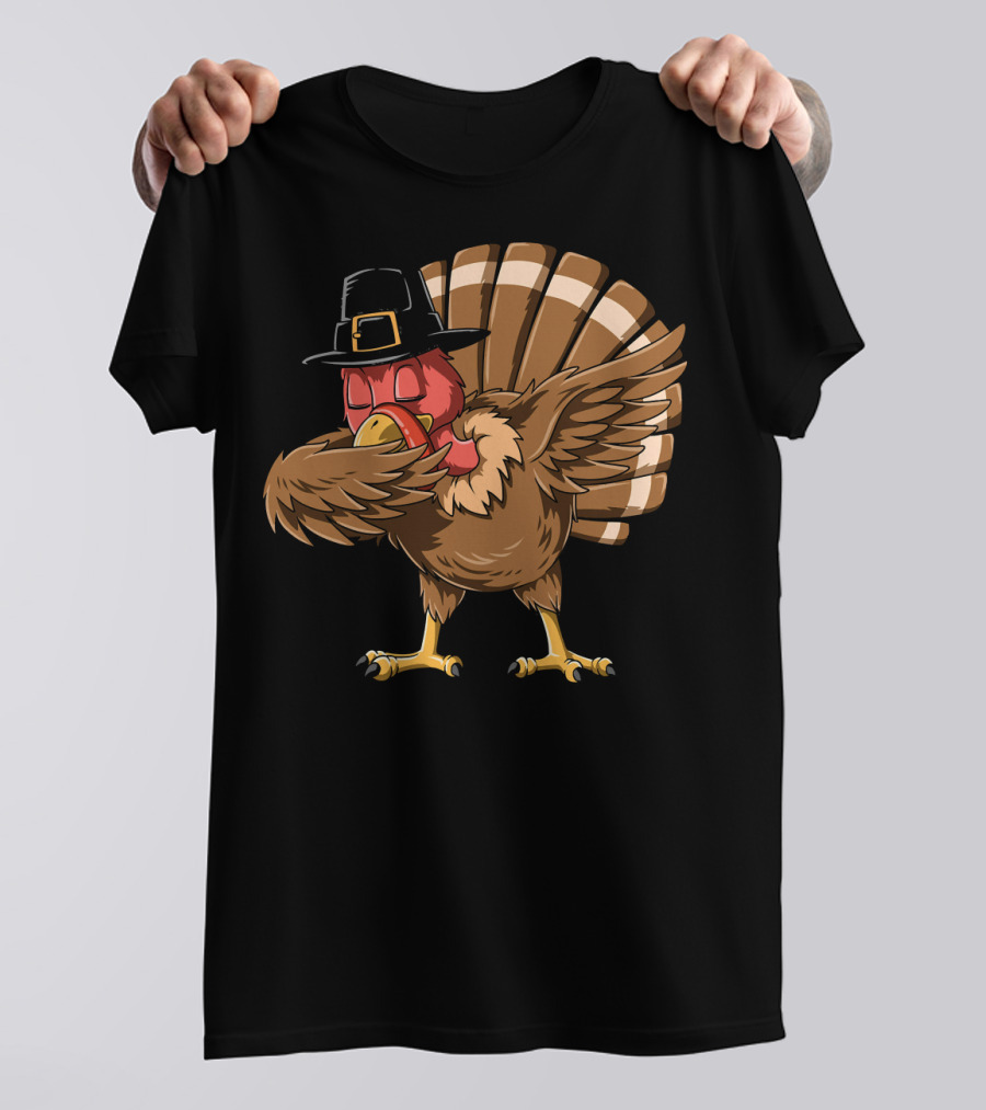 Thanksgiving Turkey Dab With Pilgrim Hat T-Shirt