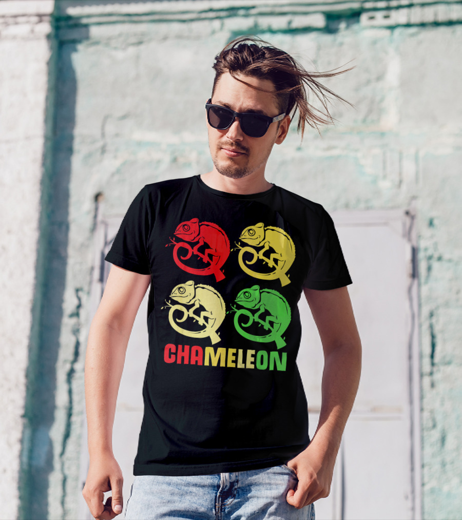 Chameleon Colorful Family Squad Red Yellow Green T-Shirt