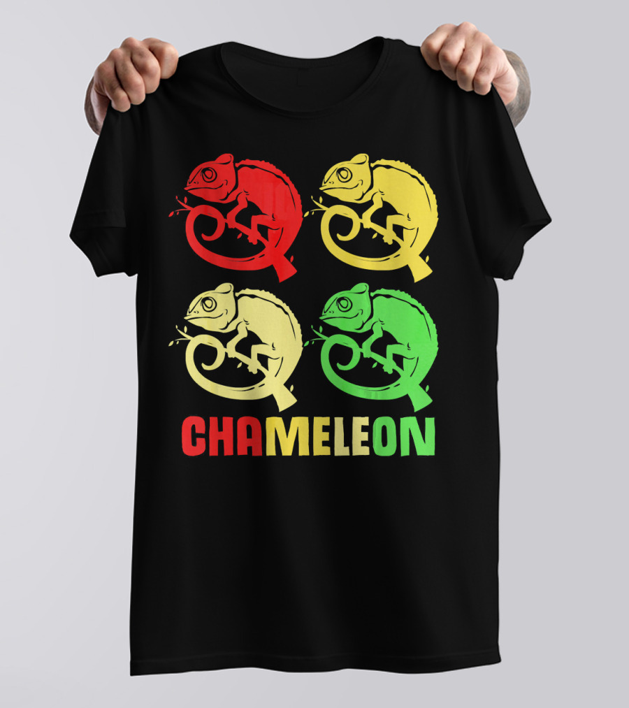 Chameleon Colorful Family Squad Red Yellow Green T-Shirt