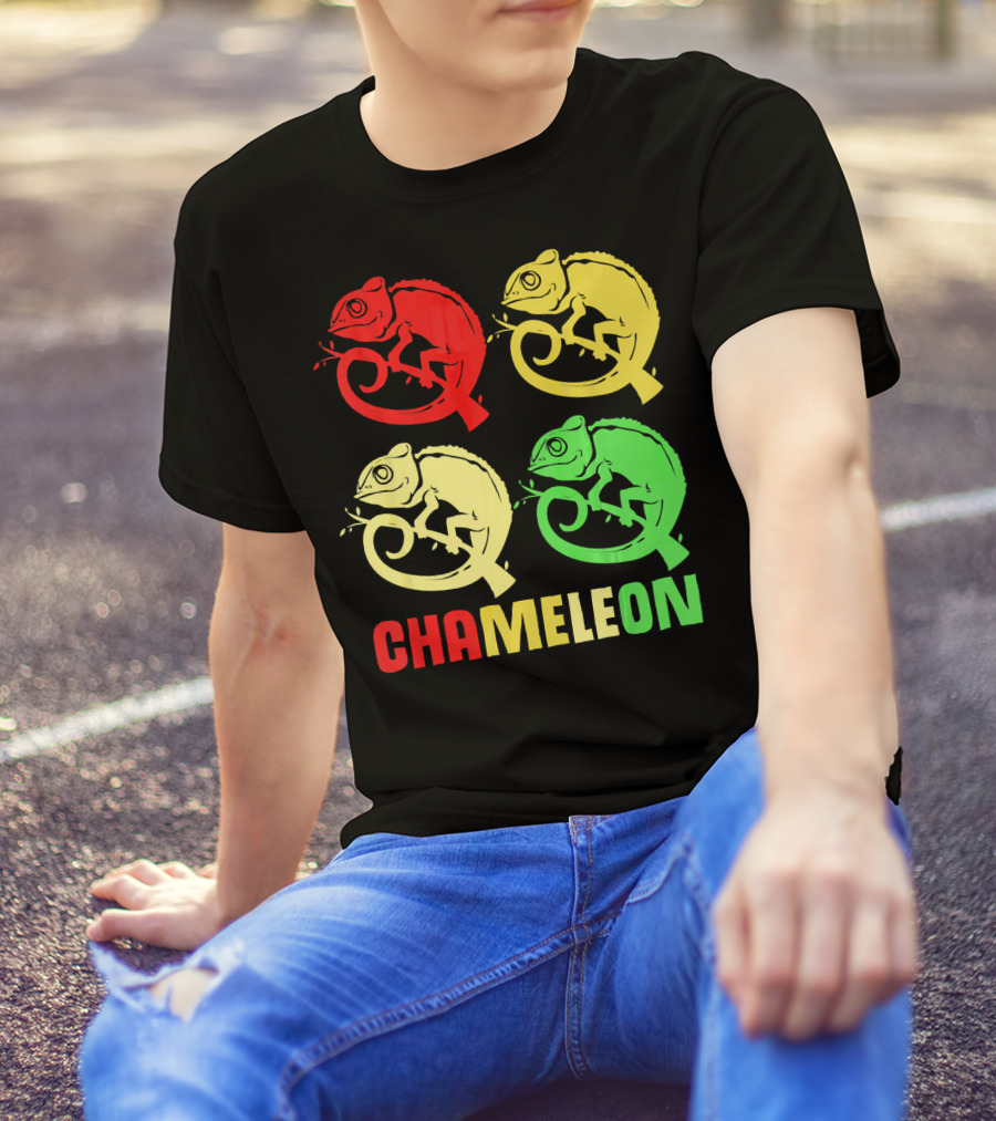 Chameleon Colorful Family Squad Red Yellow Green T-Shirt