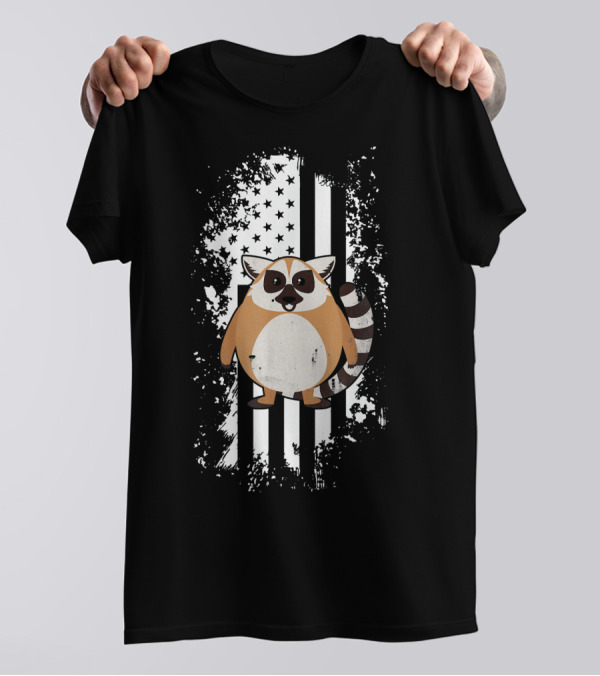 Distressed American Flag Lemur T-Shirt