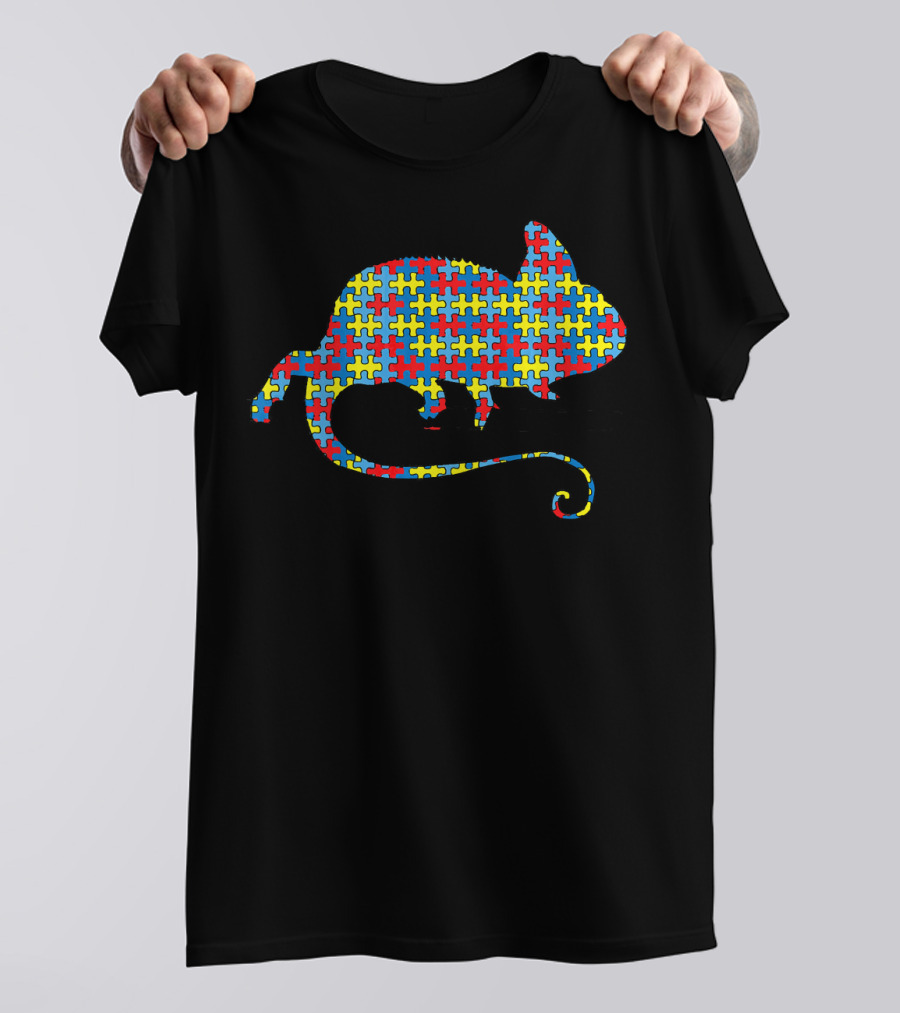 Chameleon Puzzle Autism Awareness Kids Lizard T-Shirt