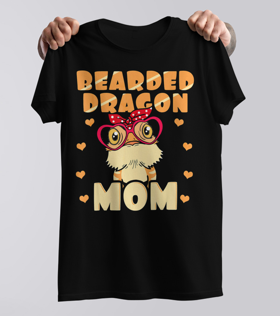 Bearded Dragon Mom Cute Heart Glasses T-Shirt