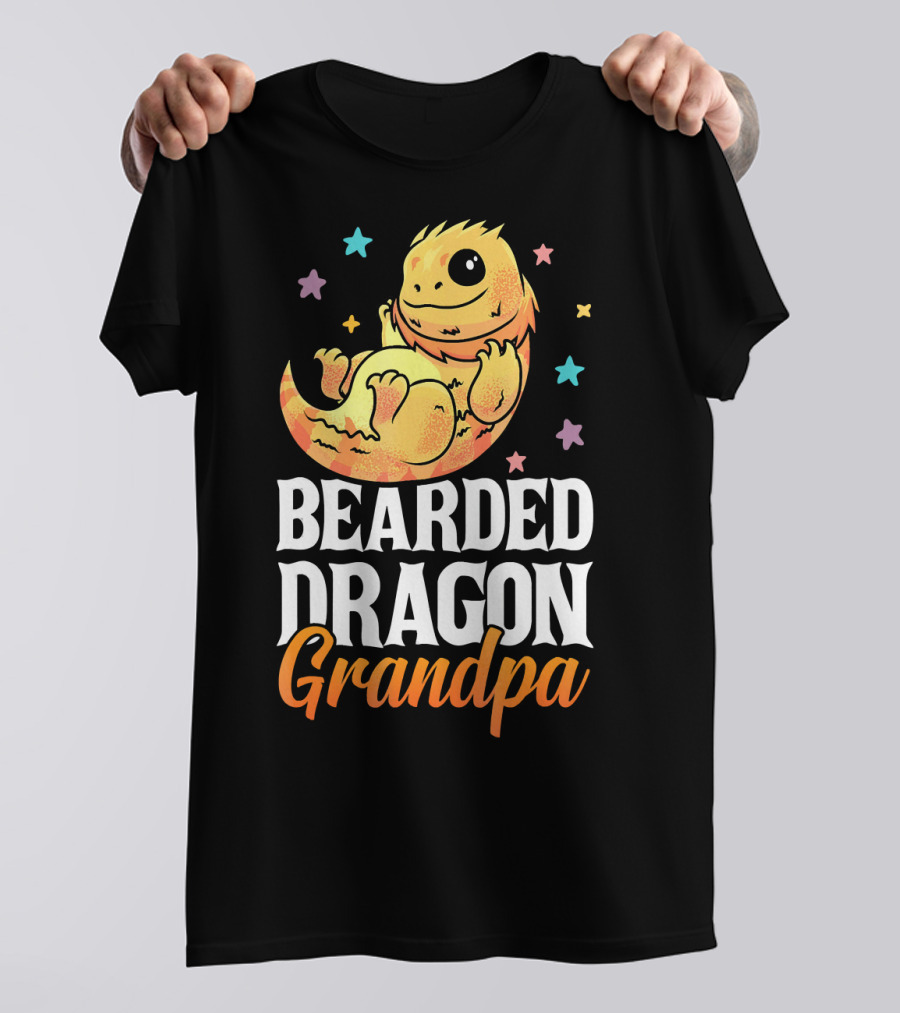 Bearded Dragon Grandpa Lizard Lovers Stars T-Shirt