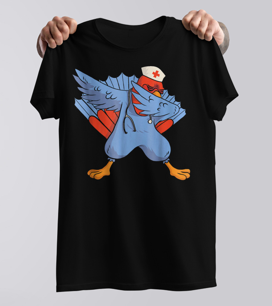 Thanksgiving Dabbing Nurse Turkey With Stethoscope T-Shirt