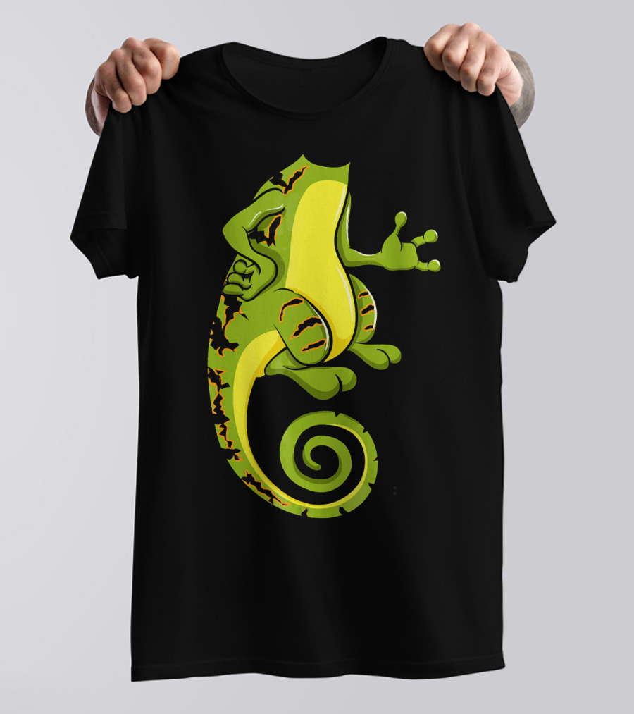 Chameleon Green Cartoon Spiral Tail T-Shirt