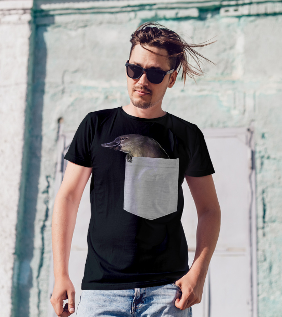 Animal In Your Pocket Duck Billed Platypus Peeking Out T-Shirt