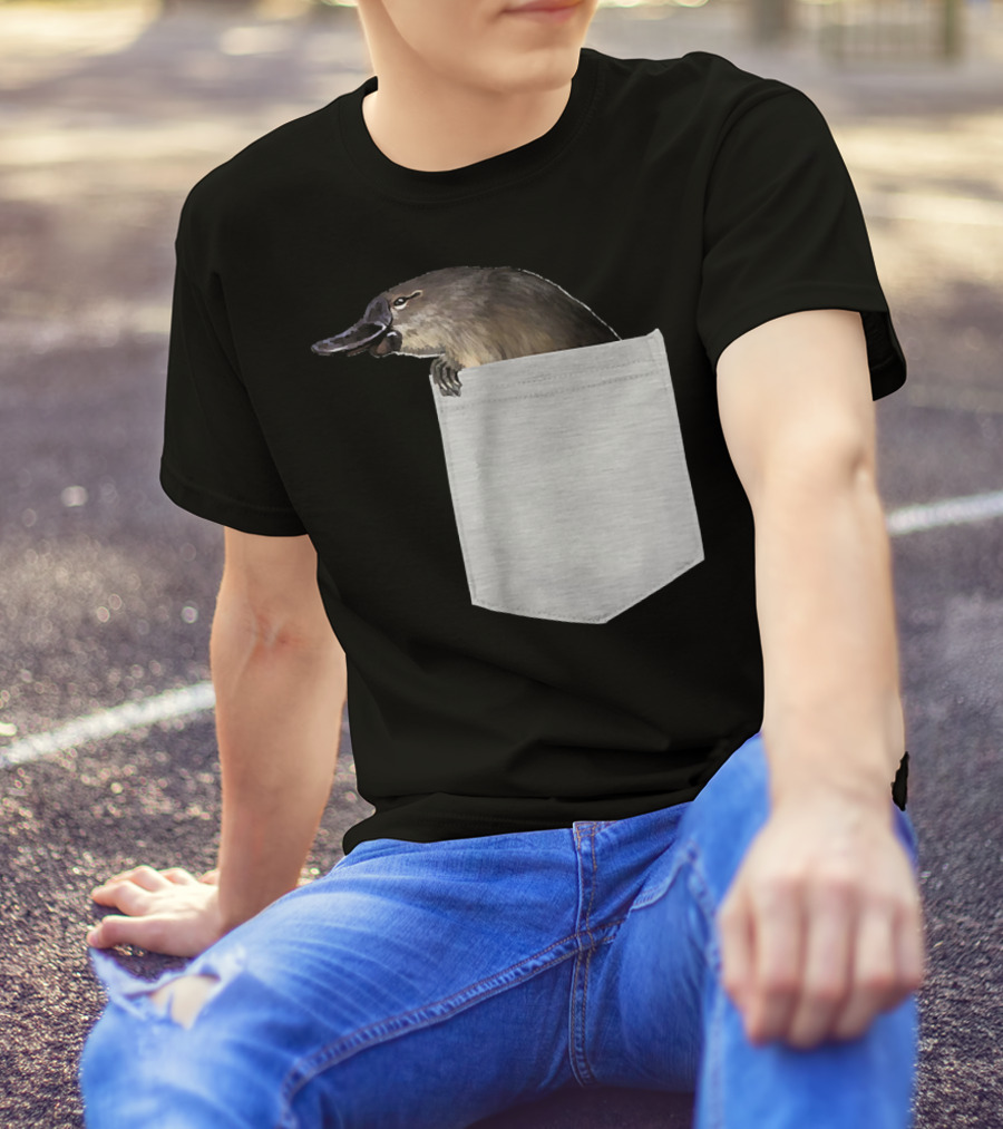 Animal In Your Pocket Duck Billed Platypus Peeking Out T-Shirt