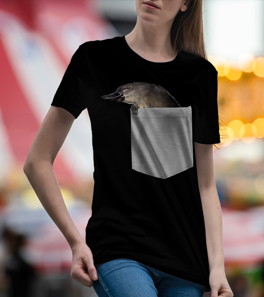 Animal In Your Pocket Duck Billed Platypus Peeking Out T-Shirt