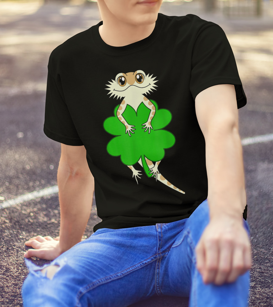 Bearded Dragon St Patricks Day Shamrock Luck T-Shirt