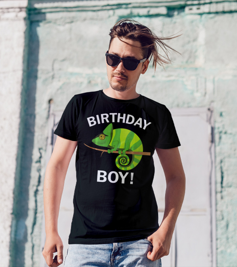 Birthday Boy Green Chameleon Lizard T-Shirt