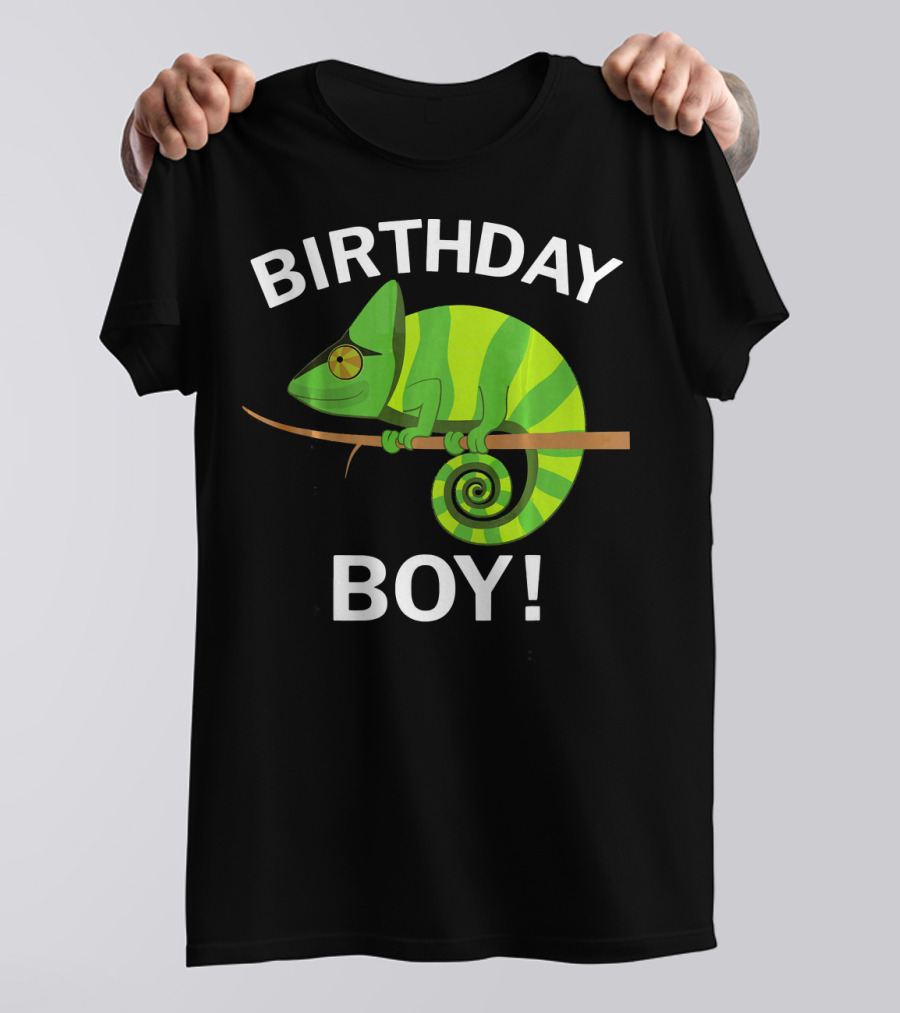 Birthday Boy Green Chameleon Lizard T-Shirt