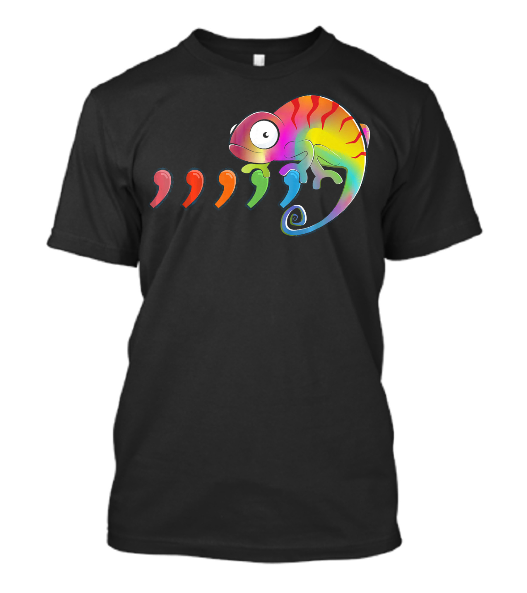 Comma Chameleon Rainbow Colors Punctuation T-Shirt