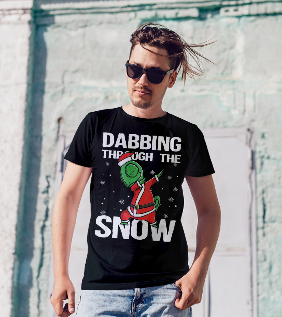Dabbing Through The Snow Chameleon Santa Claus T-Shirt